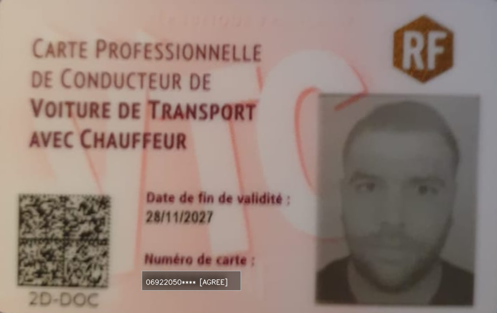Carte Professionnelle de Conducteur VTC Préfecture